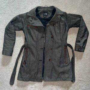 The North Face Green and Black Belted Double-Breasted Pea Coat